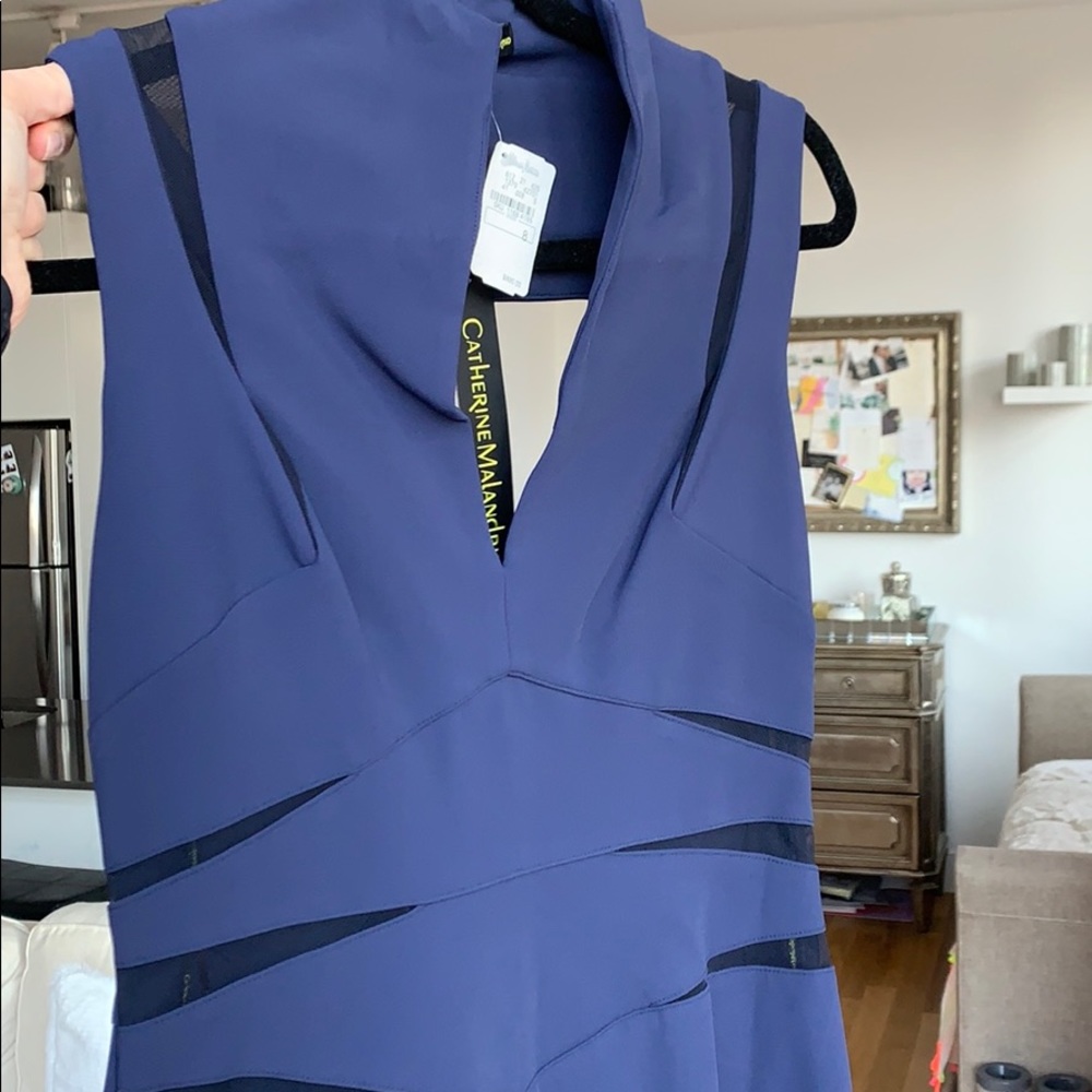 Chic navy dress with detailing from Neimans